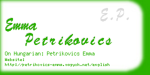 emma petrikovics business card